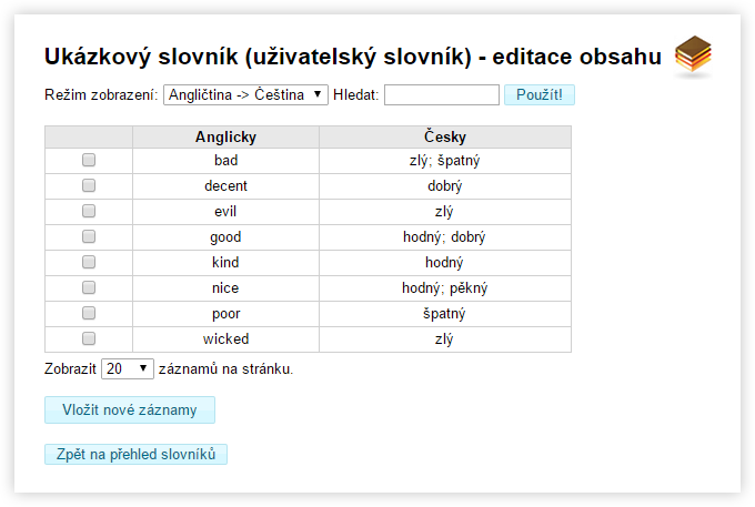 Editace slovnku (Anglitina -> etina)